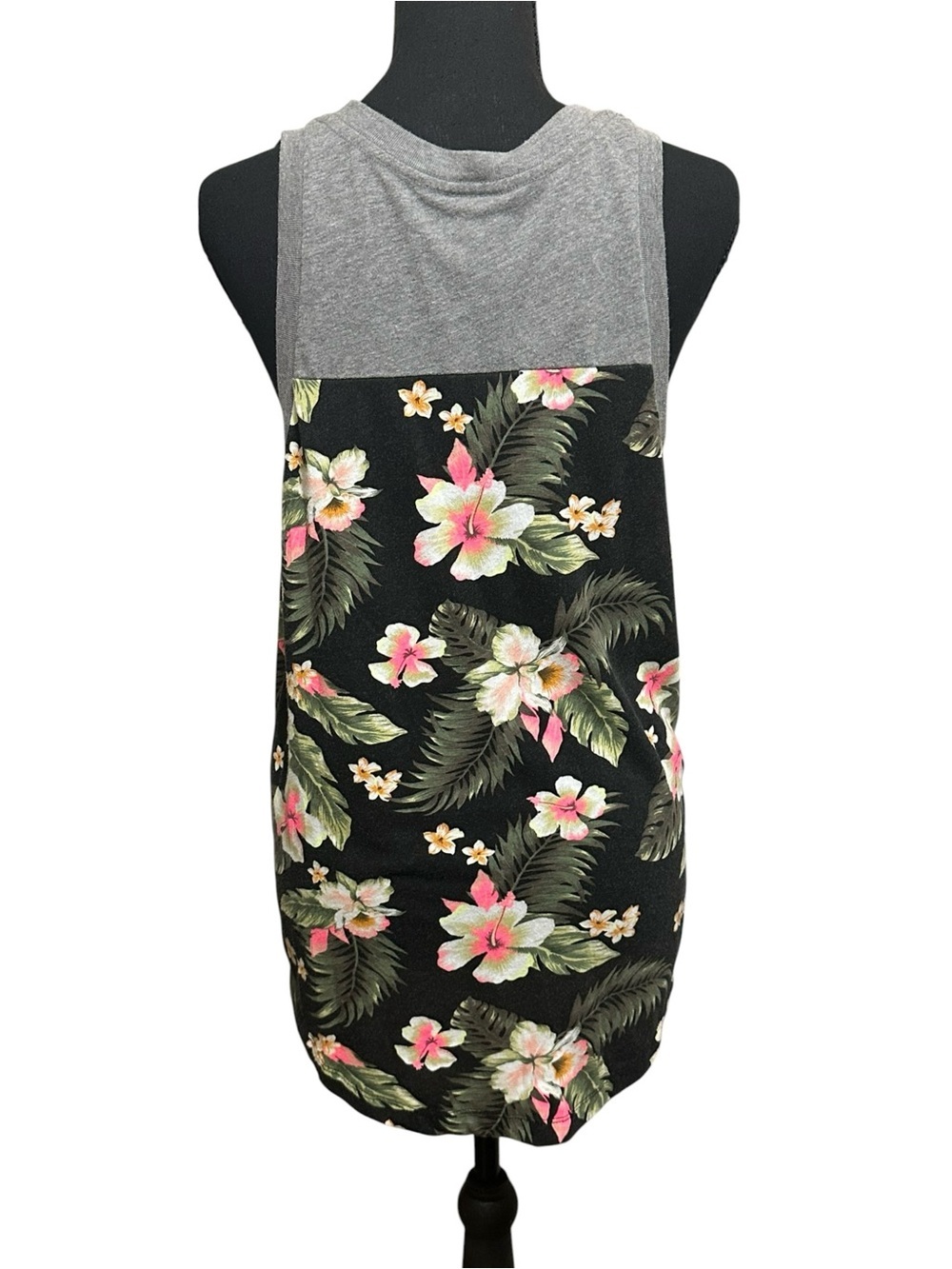 Victoria's Secret PINK Gray Tee with Pink & Green Floral Accents - Picture 5 of 5